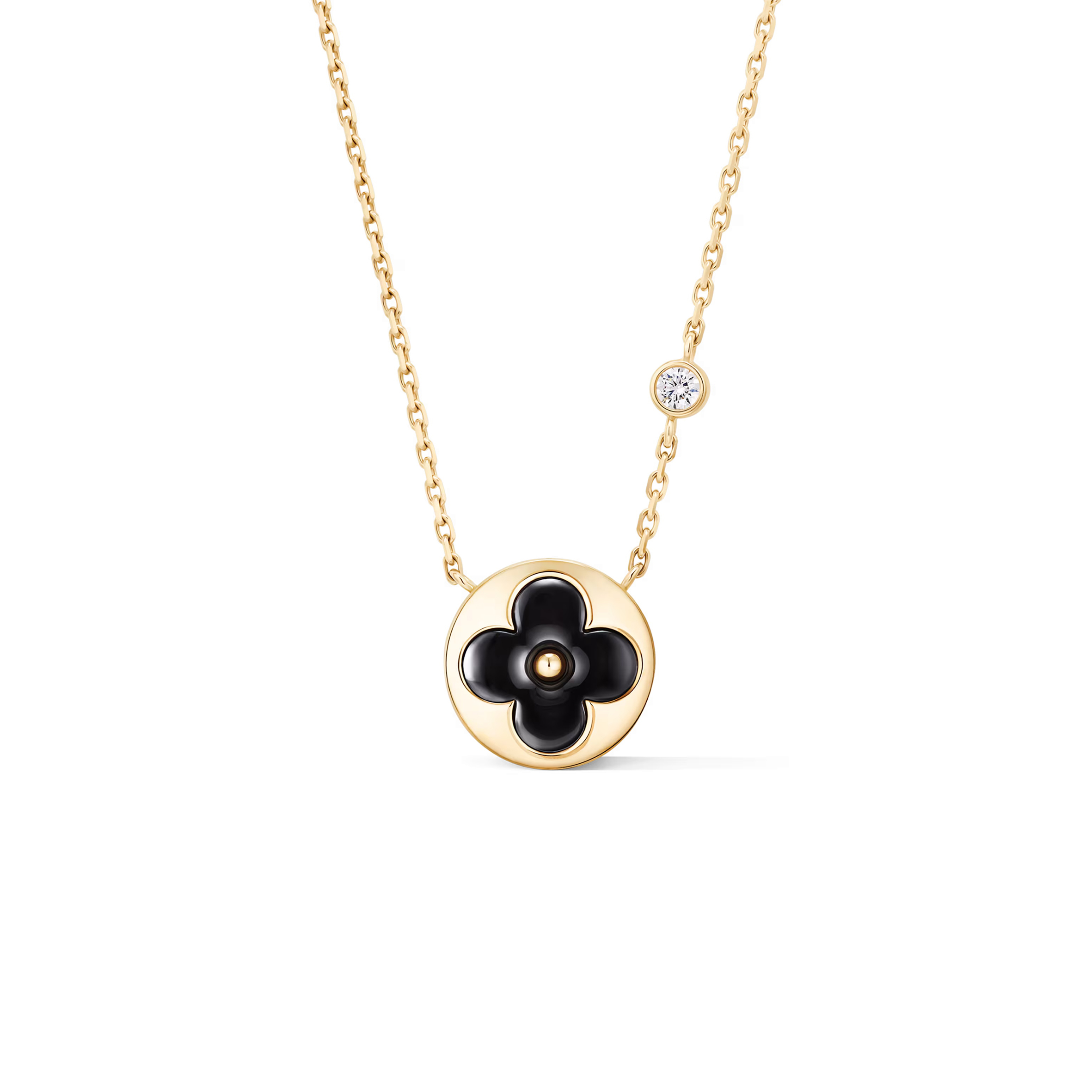 LOUIS VUITTON COLOR BLOSSOM BB SUN PENDANT, YELLOWGOLD, ONYX AND DIAMOND Q03790